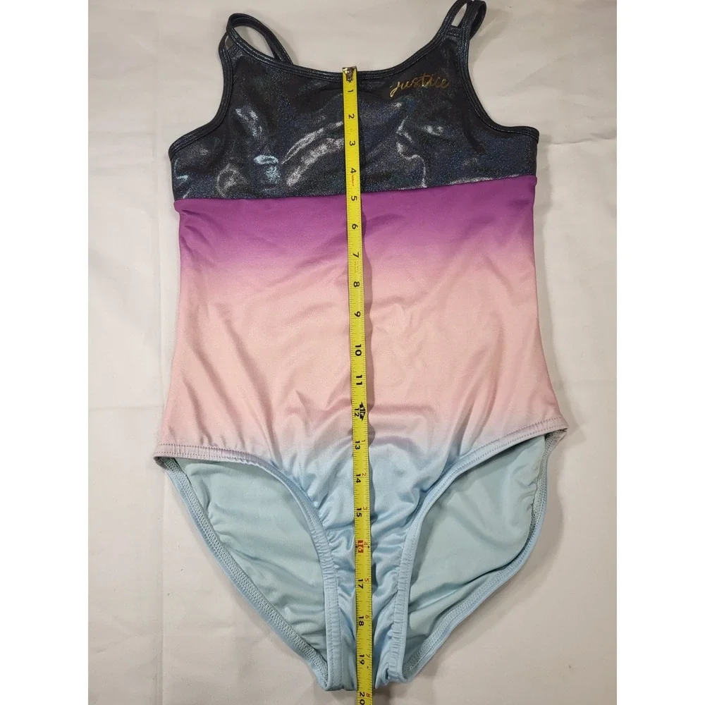 Justice Girls Ombre Macrame Back Dance/Gymnastics Leotard Purple Sz XL 16-18